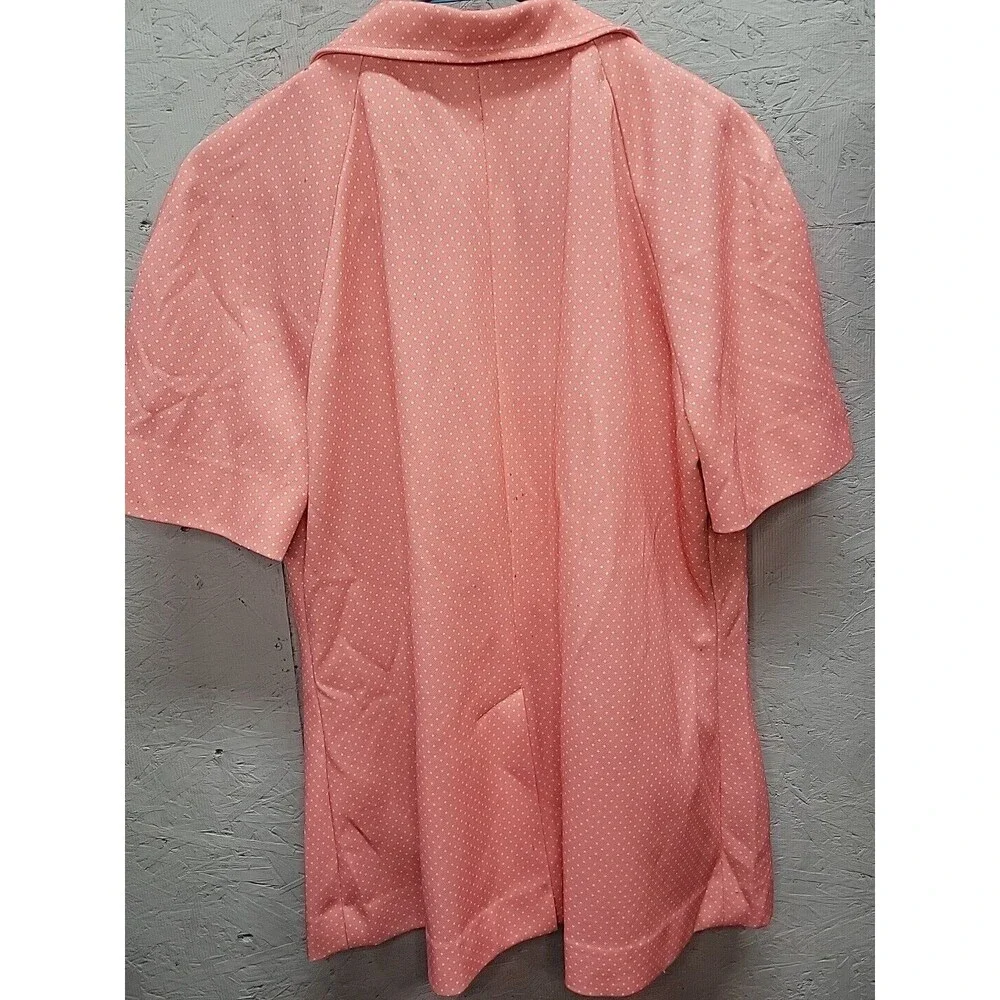 Vtg 1970's Handmade Blazer Smock Suite Jacket‎ Pink Poke A Dot Sz 2x